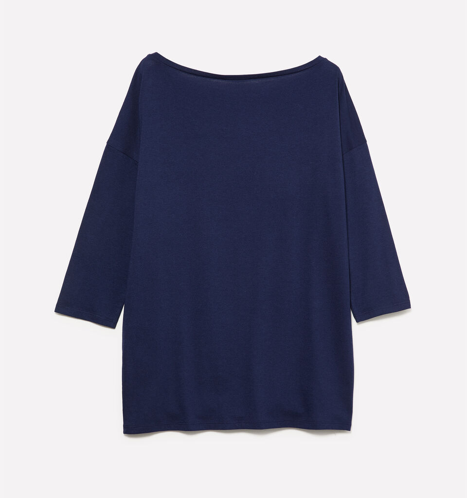 T-shirt blu marino con scollo a barca - t-shirt a manica lunga da donna - Blu Scuro | Sisley image number 2